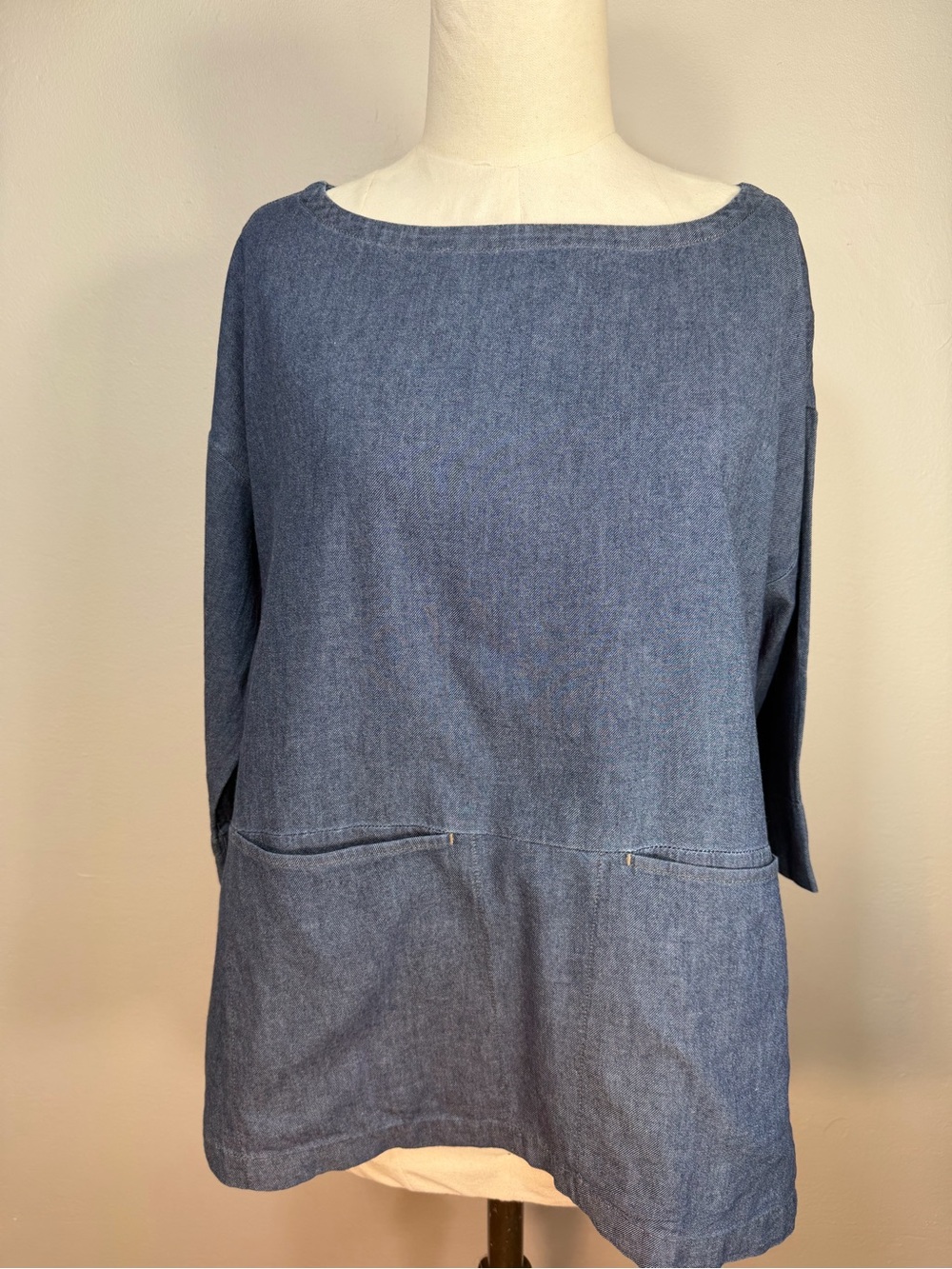 Eileen Fisher Indigo Denim-Effect Tunic with Front Pockets